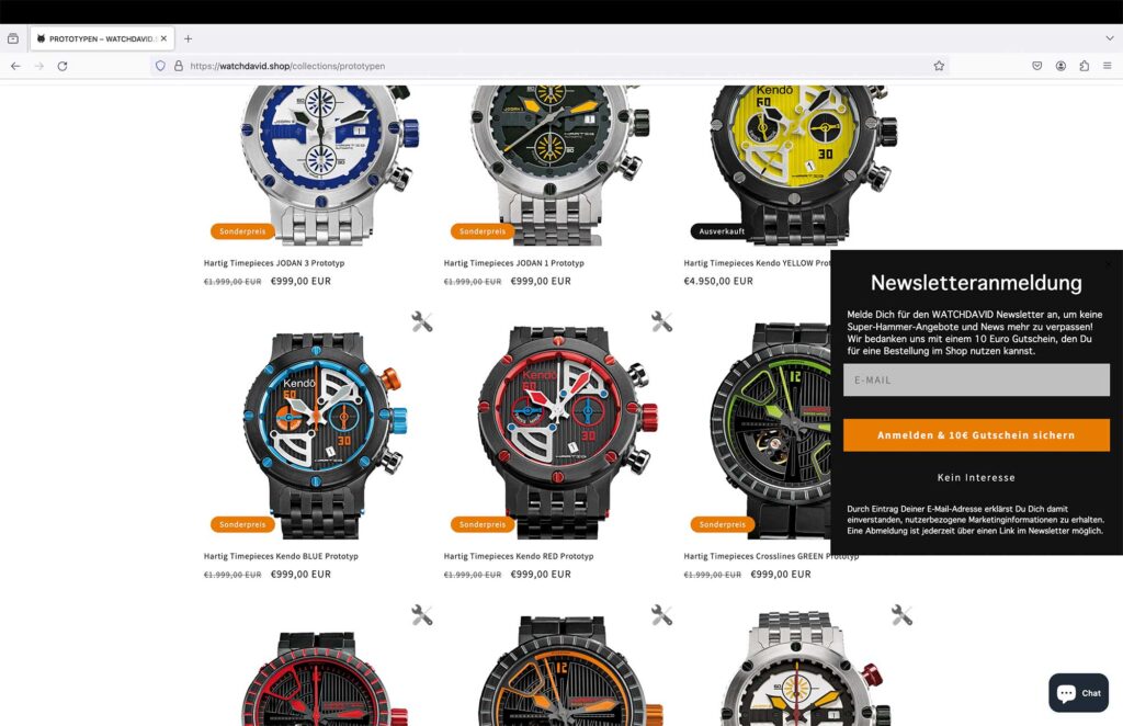 "Luxus" Uhren Sale - 8 Hartig Prototypen zum super Preis